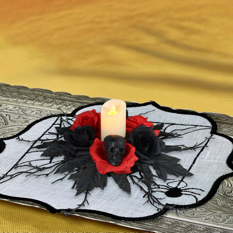 Bulk Halloween Artificial Rose Flower Candle Rings for Centerpiece Wreaths Floral Decor Wholesale