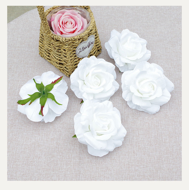 Lot de 7 têtes de fleurs de rose Avalanche en soie pour l'artisanat en gros