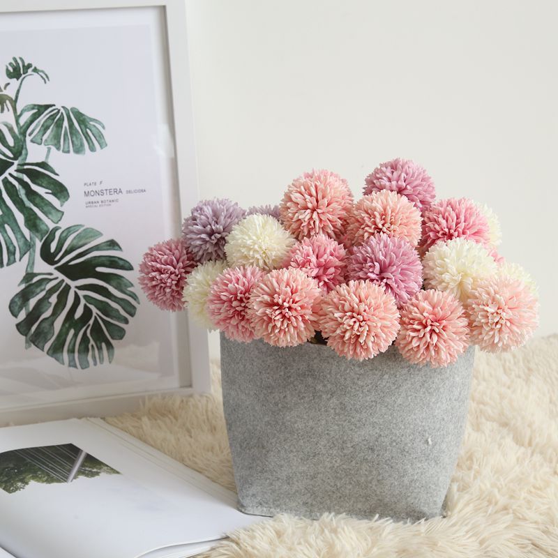 Bulk 11.4" Artificial Silk Pompon Mums Chrysanthemums with Stems Artificial Kiku Flowers Wholesale