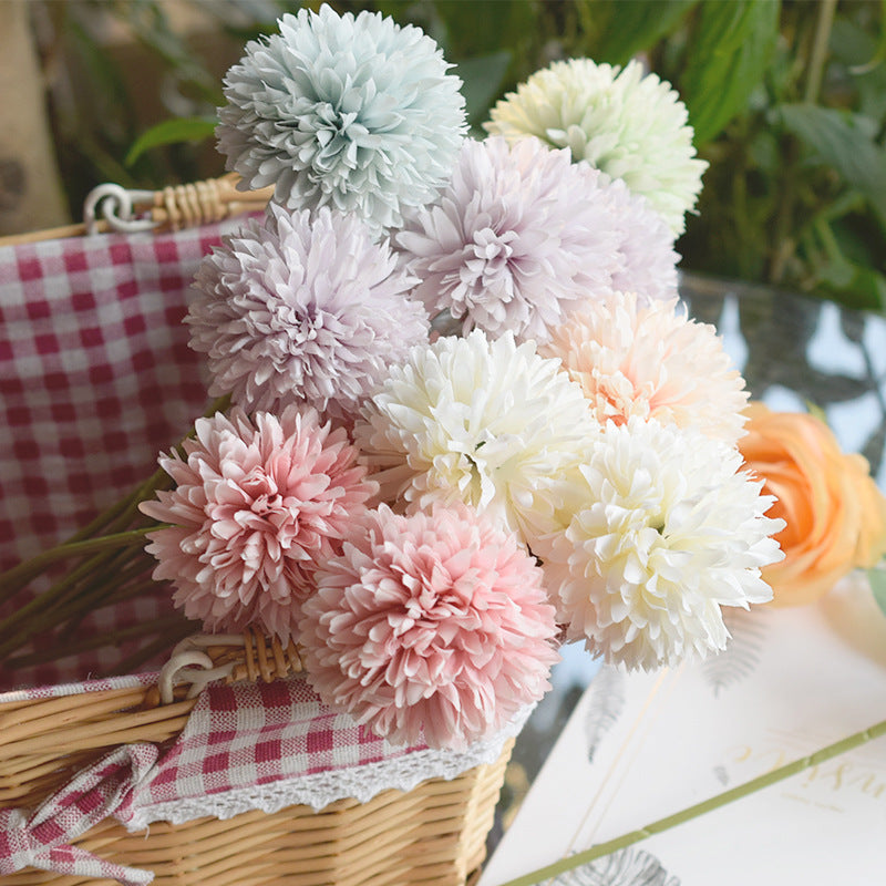 Bulk 11.4" Artificial Silk Pompon Mums Chrysanthemums with Stems Artificial Kiku Flowers Wholesale
