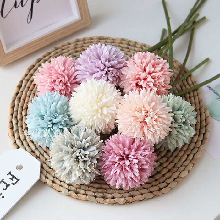 Bulk 11.4" Artificial Silk Pompon Mums Chrysanthemums with Stems Artificial Kiku Flowers Wholesale
