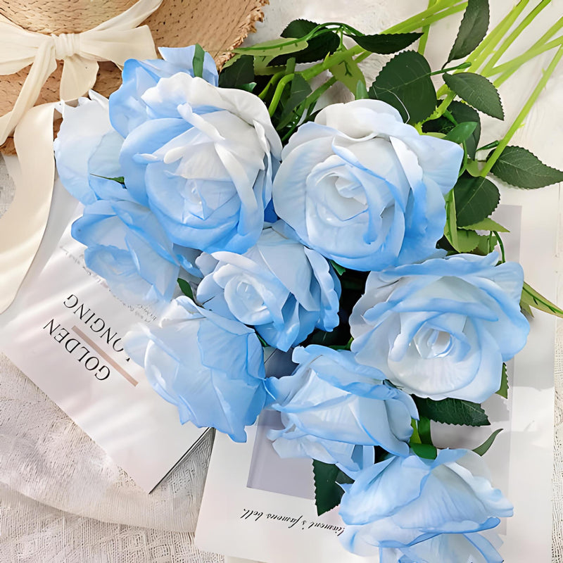 Lot de 10 bouquets de roses artificielles en soie de 19 pouces en vrac