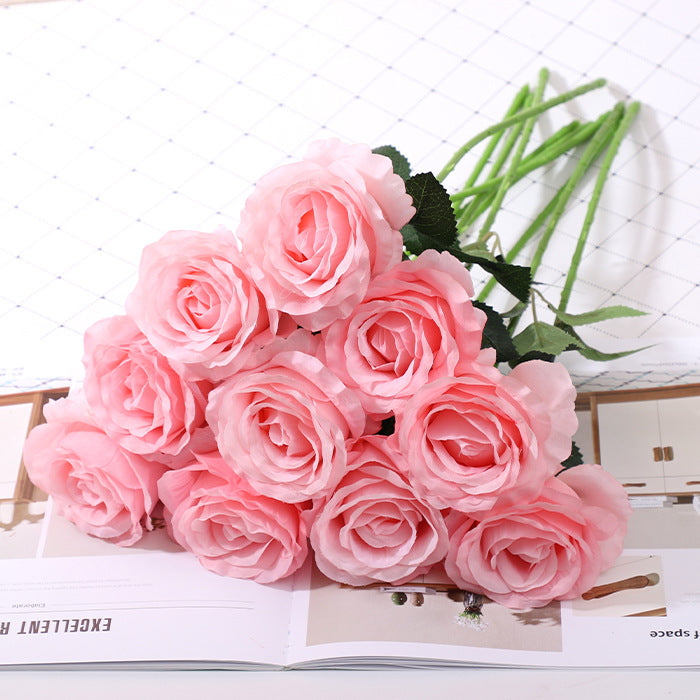 Clearance 19" Bulk 10Pcs Artificial Silk Rose Flower Bouquet Lifelike Fake Rose for Wedding Home Party Decoration Event Gift Wholesale
