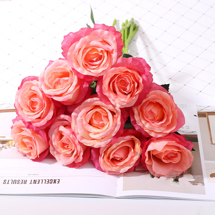 Clearance 19" Bulk 10Pcs Artificial Silk Rose Flower Bouquet Lifelike Fake Rose for Wedding Home Party Decoration Event Gift Wholesale