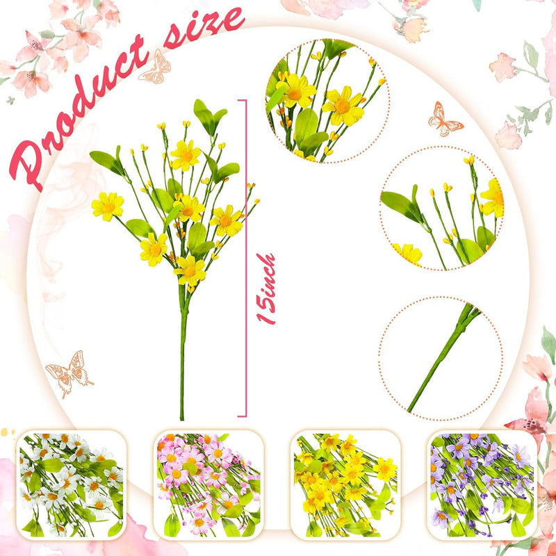 Bulk 4pcs 17" Artificial Spring Flowers Bouquet Daisy Bush Branches Wholesale