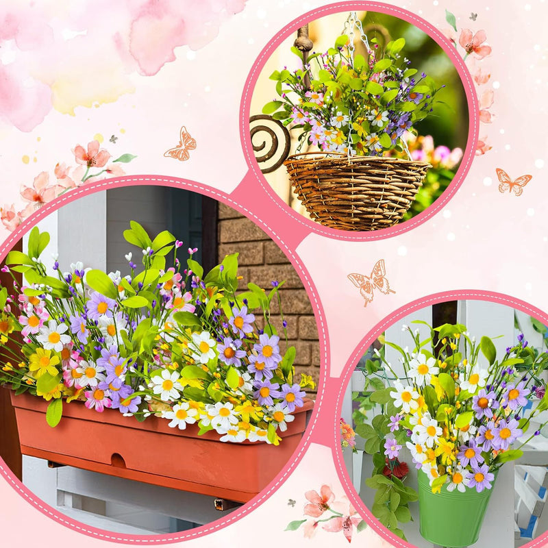 Bulk 4pcs 17" Artificial Spring Flowers Bouquet Daisy Bush Branches Wholesale