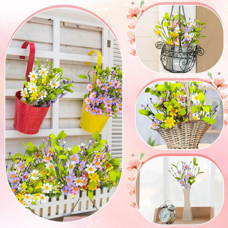 Bulk 4pcs 17" Artificial Spring Flowers Bouquet Daisy Bush Branches Wholesale