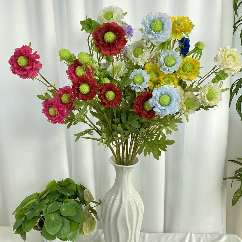 Fleurs artificielles en soie de scabieuse douce en vrac de 31 po en gros