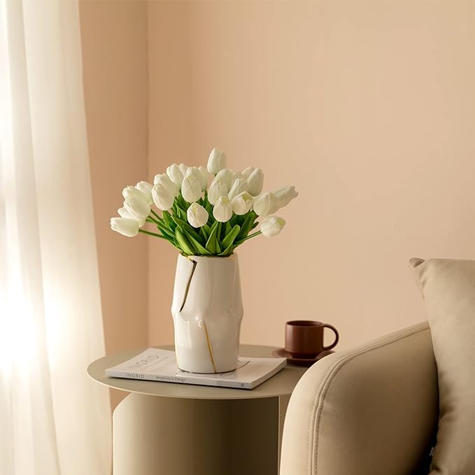 Bulk Clearance 20pcs 13.5" Artificial Tulip Stems Bouquet Soft Latex Tulips for Spring Decor