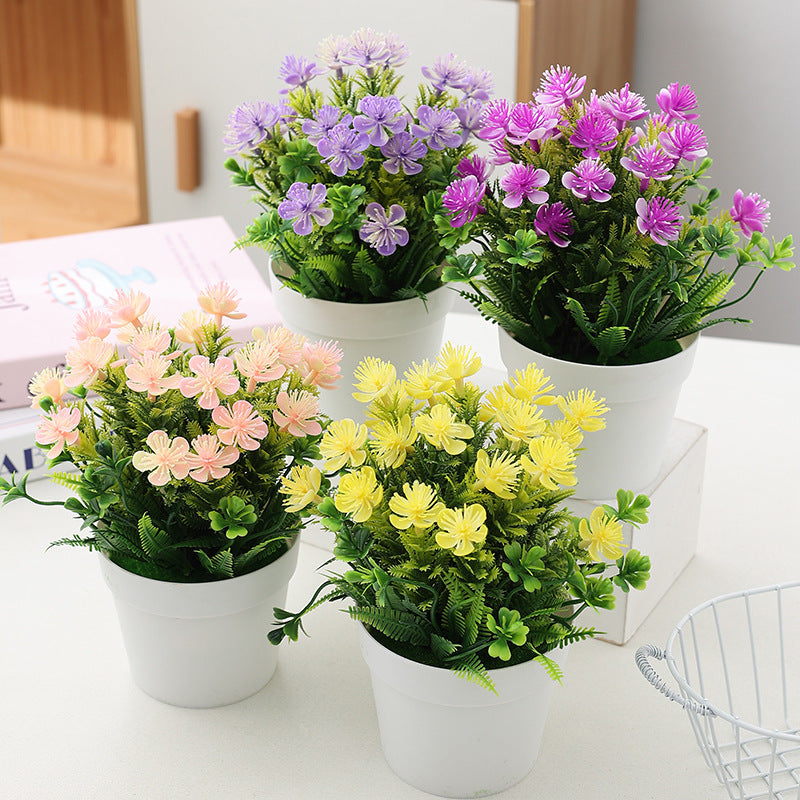 Artificial Waterweed Small Plum Blossom Plant Pot - Mini Fake Succulent Bonsai