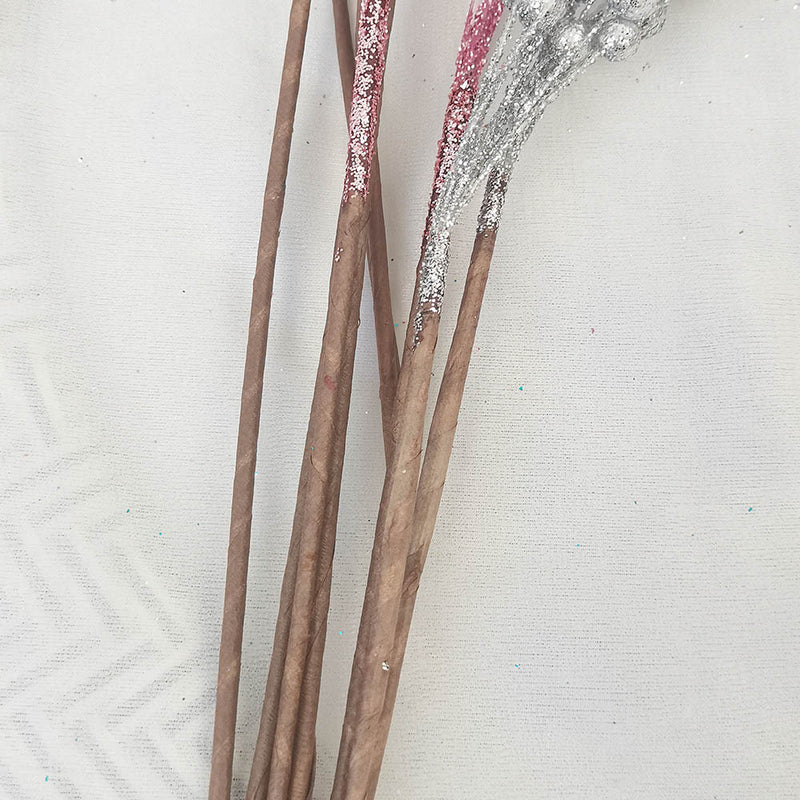 Bulk 5Pcs Artificial Glitter Berry Long Stems Weeping Christmas Ornaments Flowers Arrangement Decoration Wholesale