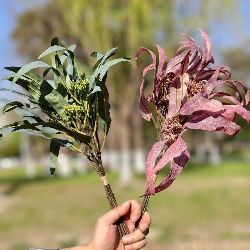 Clearance Bulk 1 Bundle 5 Stems Artificial Eucalyptus Plants With Fruits Greenery For Flower Arrangements Wholesale
