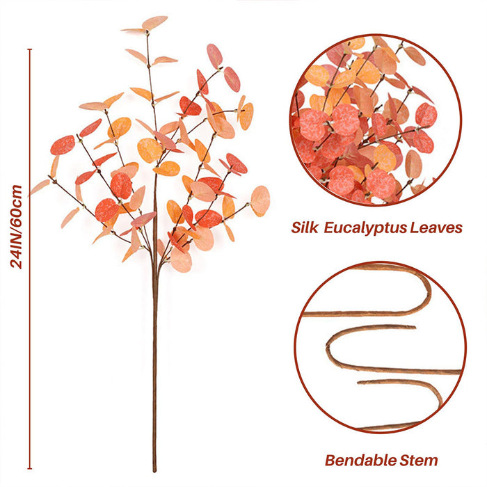 Bulk 5pcs Fall Decorations Artificial Eucalyptus Stems Botanicals Plants Autumn Decorations Wholesale
