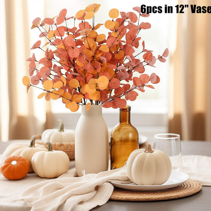Bulk 5pcs Fall Decorations Artificial Eucalyptus Stems Botanicals Plants Autumn Decorations Wholesale
