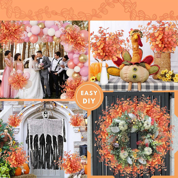 Bulk 5pcs Fall Decorations Artificial Eucalyptus Stems Botanicals Plants Autumn Decorations Wholesale