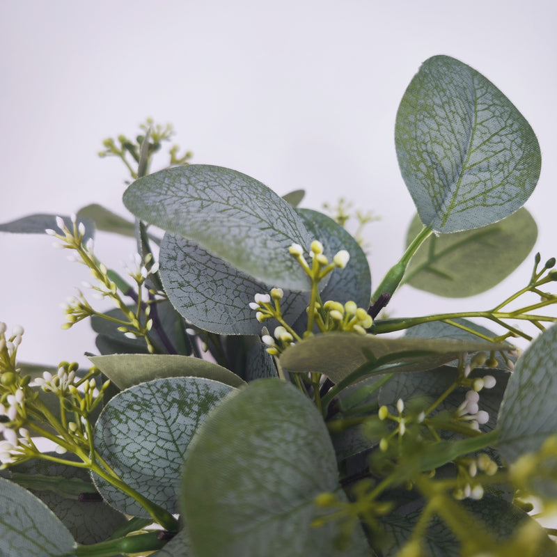 Bulk 12" Happy Artificial Eucalyptus Stems in Ceramic Vase Wholesale