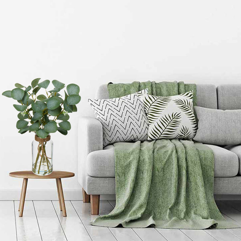 Bulk 14" Eucalyptus Stems in Glass Vase with Faux Water Greenery Arrangement Wholesale