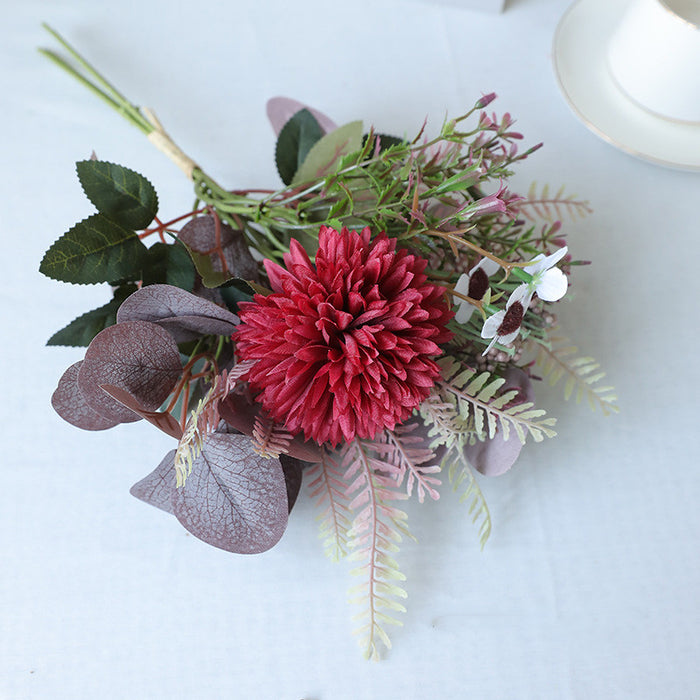 Bulk Fall Eucalyptus and Mum Bouquets Silk Flower Arrangement Autumn Wedding Decoration Wholesale