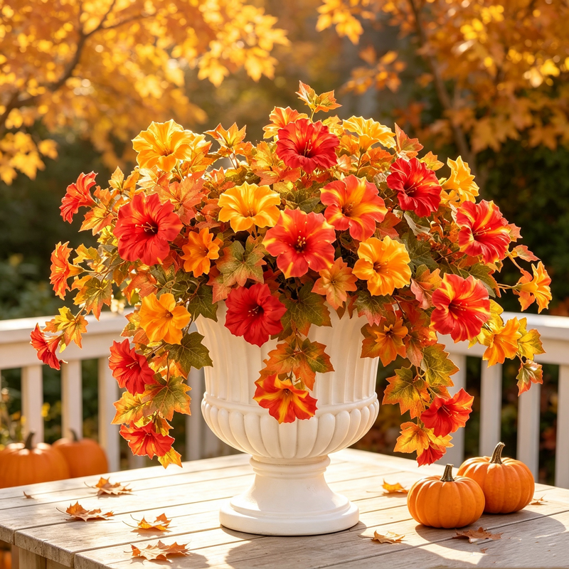 Bulk 2pcs Artificial Fall Petunias, 25" UV Resistant Fake Flowers for Outdoor Planter, Porch & Window Box, Lifelike Autumn Floral Stems for Home Decor & Wedding