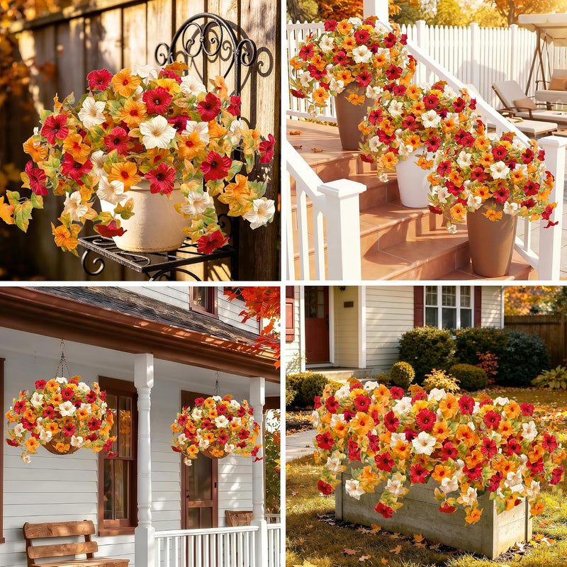 Bulk 2 Pcs UV Resistant Fake Petunias Artificial Flowers for Outdoor Garden & Porch Decor Wholesale
