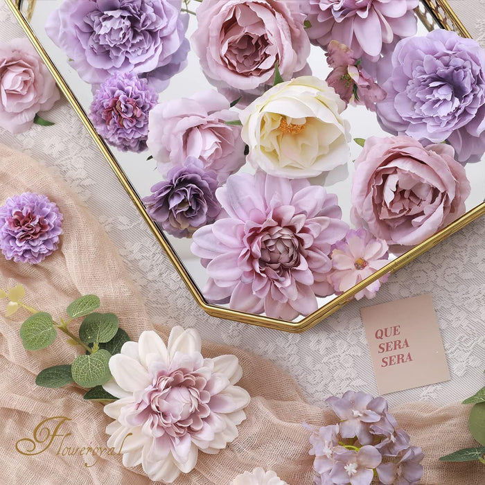 Bulk Artificial Flowers Combo Box Set Fake Flowers Faux Cake Flowers with Stems for DIY Wedding Bouquets Centerpieces Baby Shower Party Wholesale