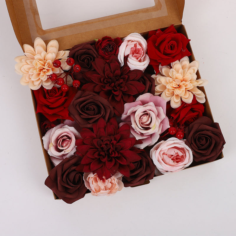 Coffret de fleurs artificielles en vrac, fausses fleurs pour gâteaux avec tiges pour bouquets de mariage, centres de table, fête prénatale, vente en gros