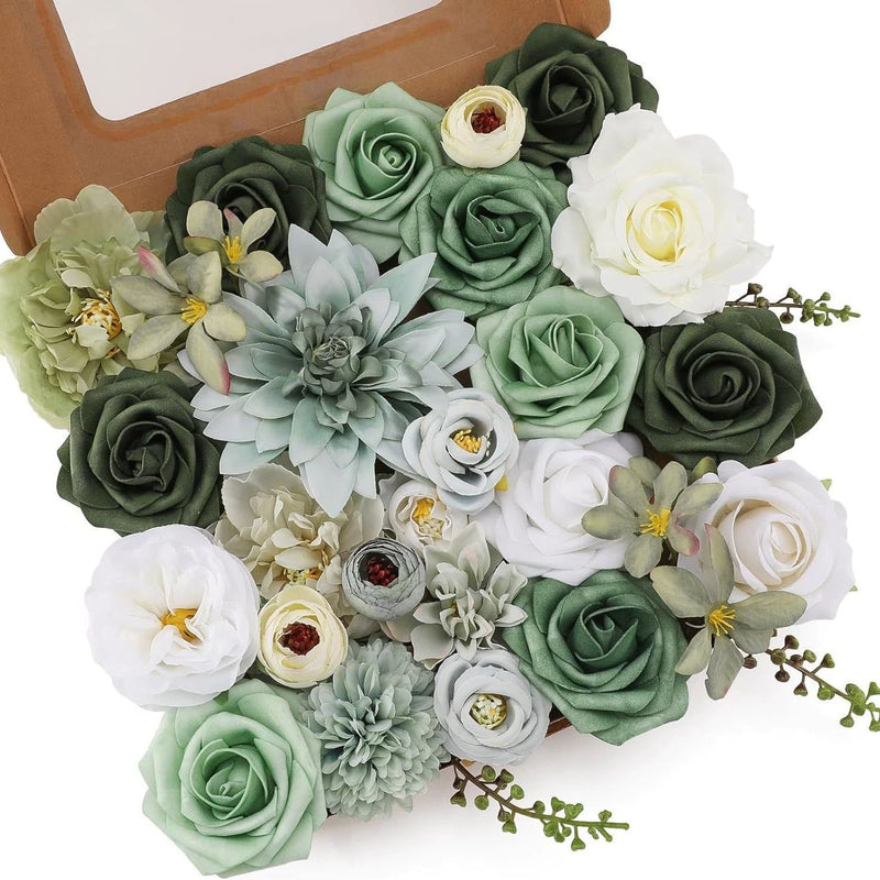 Coffret de fleurs artificielles en vrac, fausses fleurs pour gâteaux avec tiges pour bouquets de mariage, centres de table, fête prénatale, vente en gros