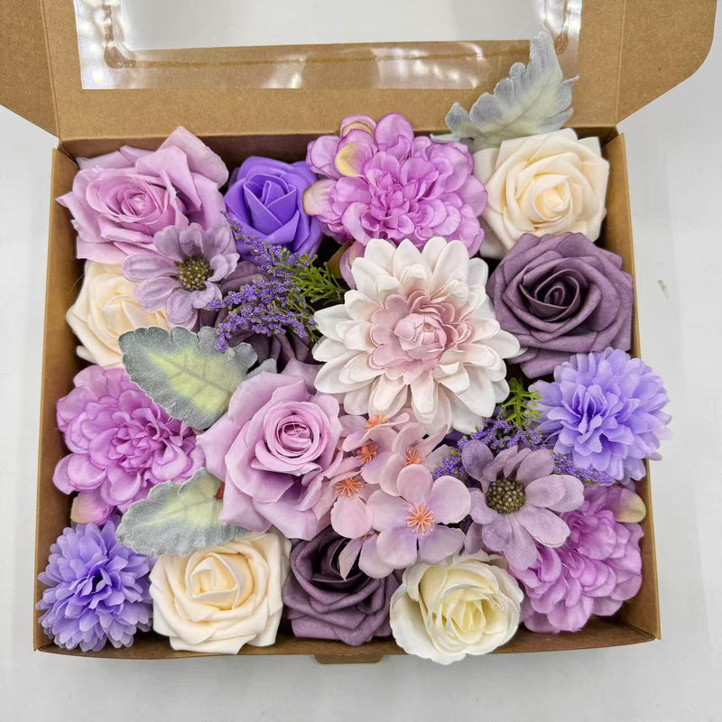 Coffret de fleurs artificielles en vrac, fausses fleurs pour gâteaux avec tiges pour bouquets de mariage, centres de table, fête prénatale, vente en gros