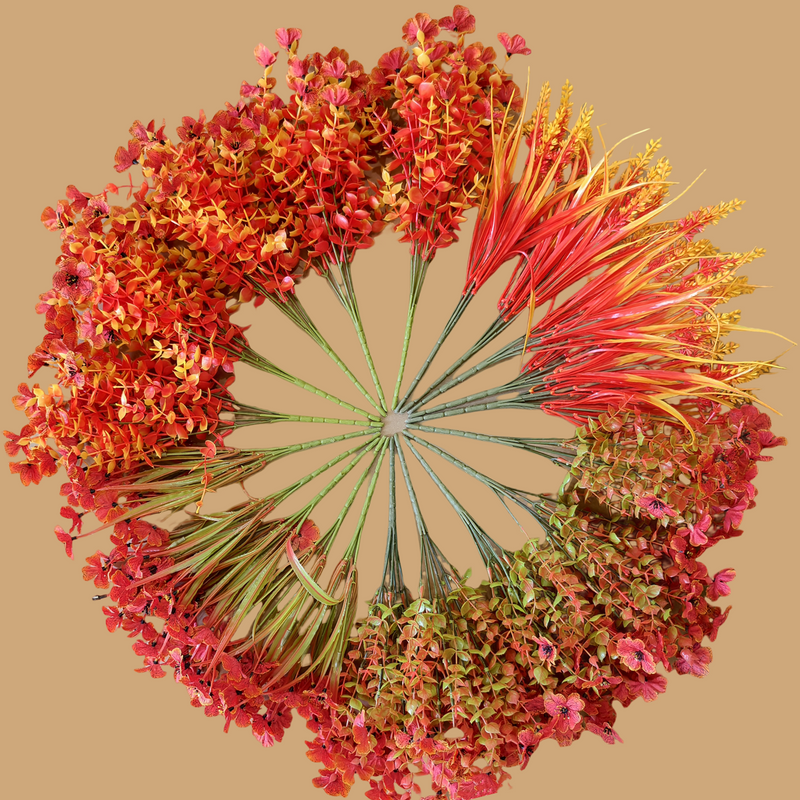 Bulk 20 Bundles Artificial Flowers for Outdoor Fake Plants for Autumn Decoration Wholesale