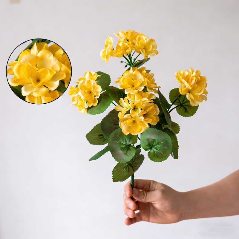 Realistic Artificial Geranium Flowers - UV Resistant Outdoor/Indoor Decor for Planters, Tables & Gardens (No Watering Needed, Great Value)