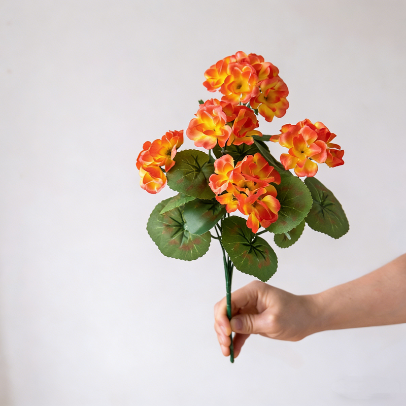 Realistic Artificial Geranium Flowers - UV Resistant Outdoor/Indoor Decor for Planters, Tables & Gardens (No Watering Needed, Great Value)