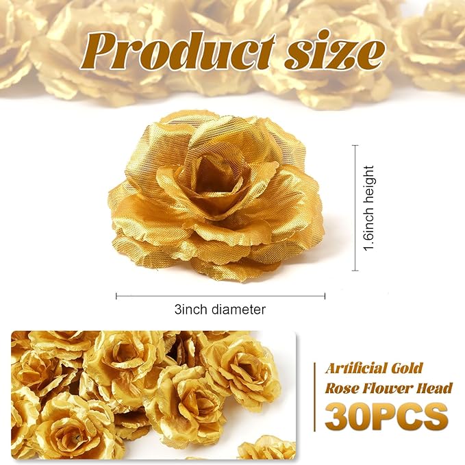 Lot de 30 têtes de roses en soie de 7,6 cm pour décoration de maison, de mariage, de fête, vente en gros