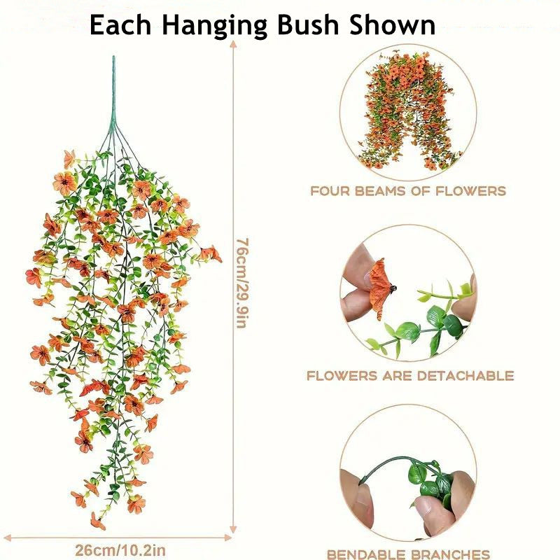 Bulk 2pcs Artificial Hanging Flowers Plants for Outdoor Spring Decoration Wholesale