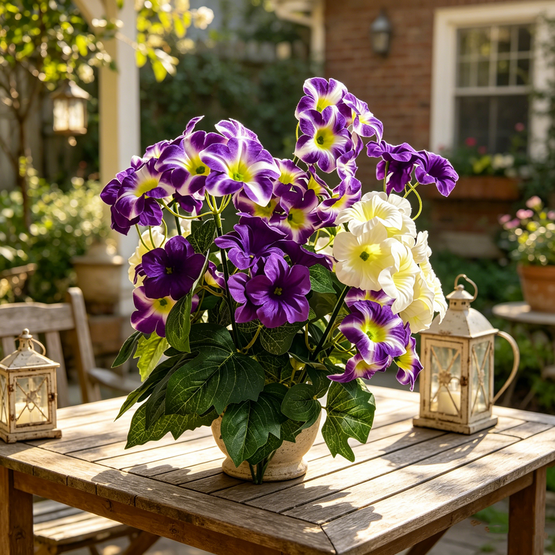 Bulk Upgraded 19" UV-Resistant Artificial Petunias – Realistic Silk Flowers for Outdoor Decor Wholesale