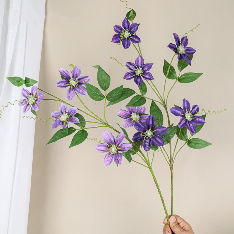 Flores de tallo de clemátide de seda artificial de 31 "a granel al por mayor 