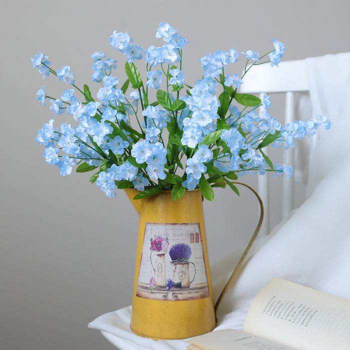 Bulk 4 Pcs 18.5" Artificial Silk Forget Me Not Bouquet Realistic Blue Flowers for Fall Decor Vase Arrangement Wedding DIY Wholesale