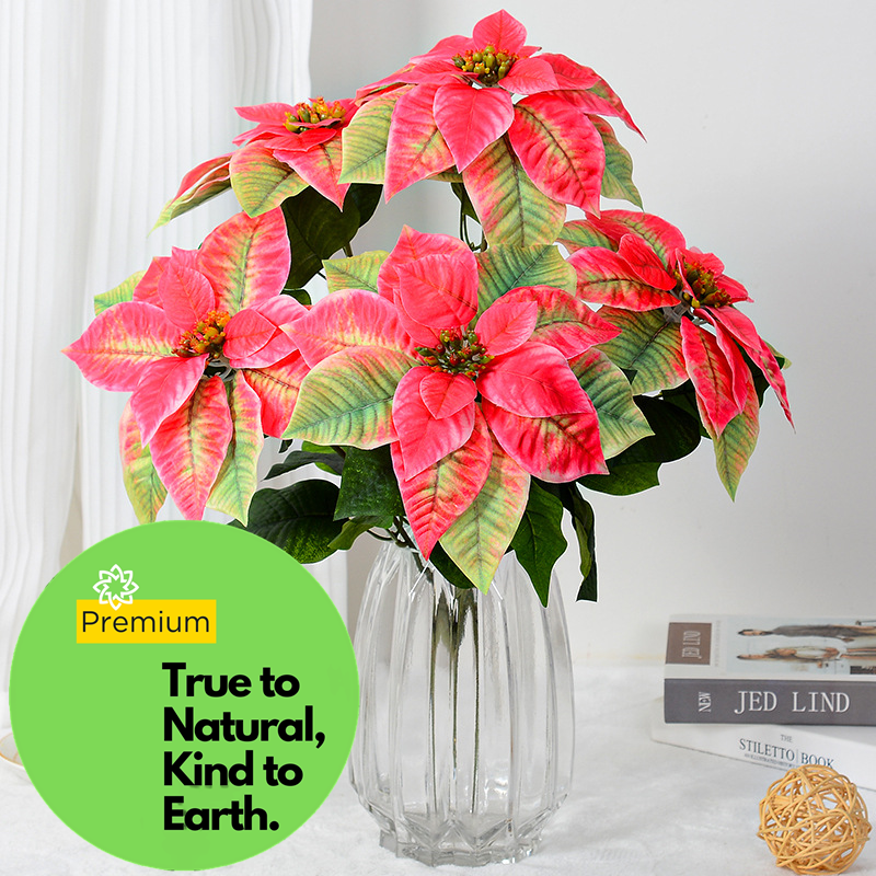 Bouquet de poinsettia artificiel en soie de 20 pouces de haut en gros