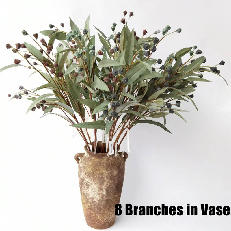 Bulk 23.6" Artificial Willow Eucalyptus Branches with Fruits Autumnal Color Floral Arrangements Wholesale