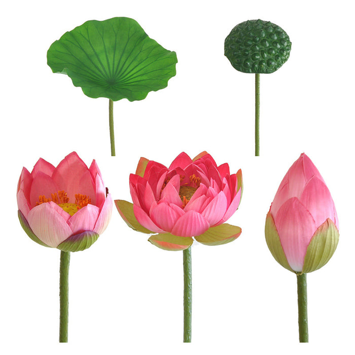 Flores de lirio de loto a granel, tallos de hojas, vaina de semillas, tacto Real, venta al por mayor Artificial 