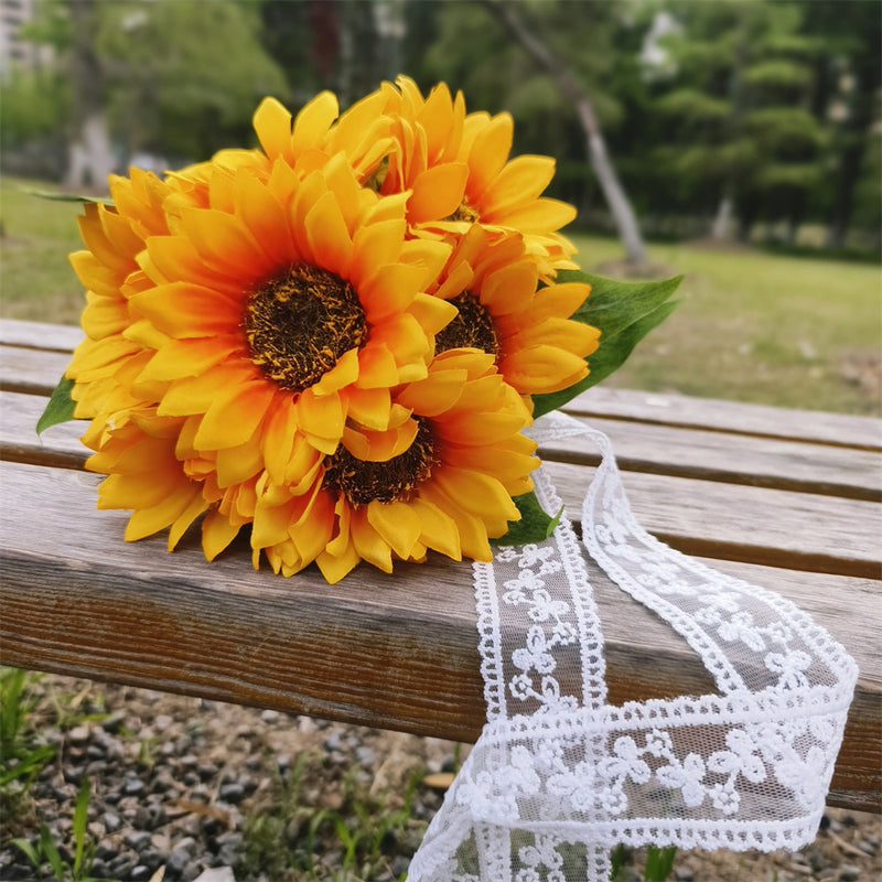 Bouquet de demoiselle d'honneur de tournesol en vrac de 9 pouces, bouquet de mariage en gros 