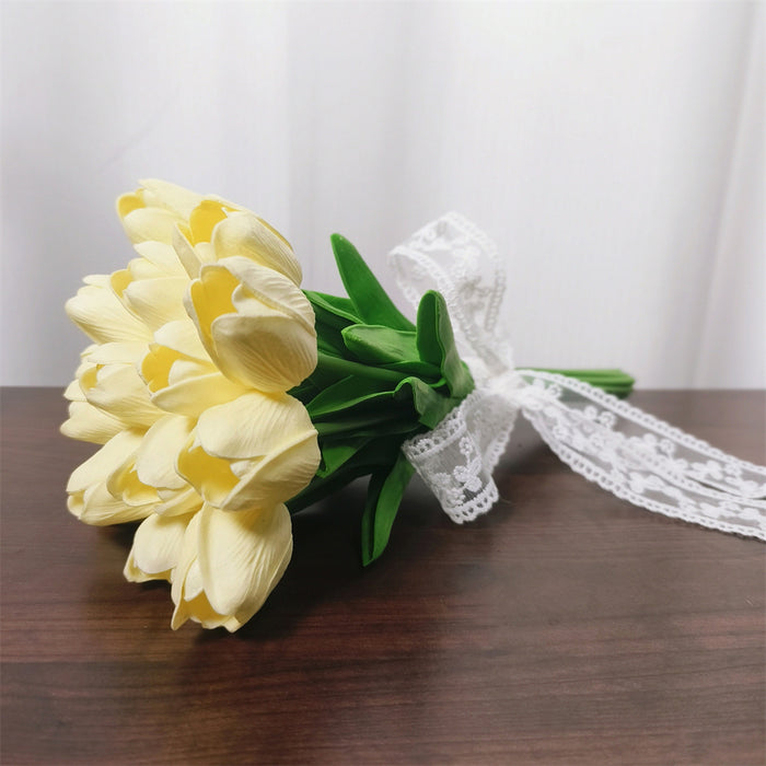 Flores de marfil de tulipán a granel para ramos de boda al por mayor 