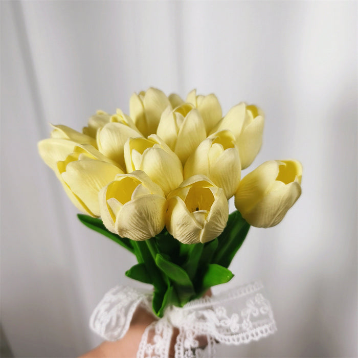 Flores de marfil de tulipán a granel para ramos de boda al por mayor 