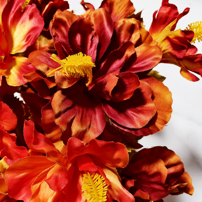 Bulk 14" Autumn Hibiscus with Black Pot Flowers UV Resistant for Outdoors Decoration Wholesale