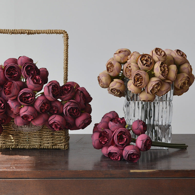 Bulk 11" Autumn Retro Peony Buds Bouquet for Fall Wedding Centerpieces, Home Decor & Thanksgiving Styling