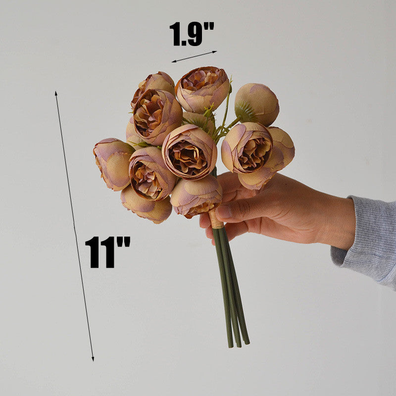 Bulk 11" Autumn Retro Peony Buds Bouquet for Fall Wedding Centerpieces, Home Decor & Thanksgiving Styling