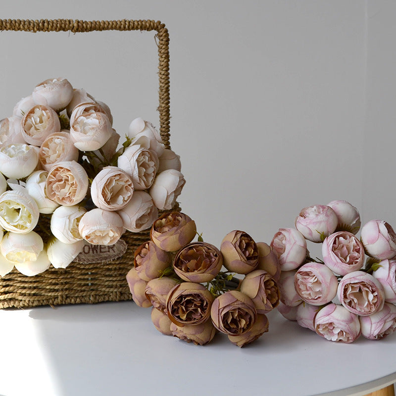 Bulk 11" Autumn Retro Peony Buds Bouquet for Fall Wedding Centerpieces, Home Decor & Thanksgiving Styling
