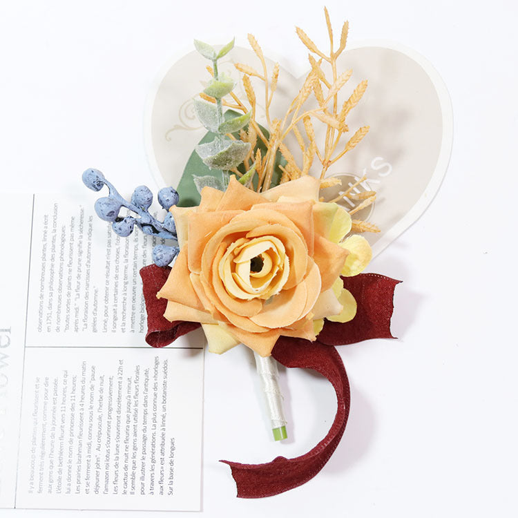 Boutonnière orange en vrac faite à la main en gros