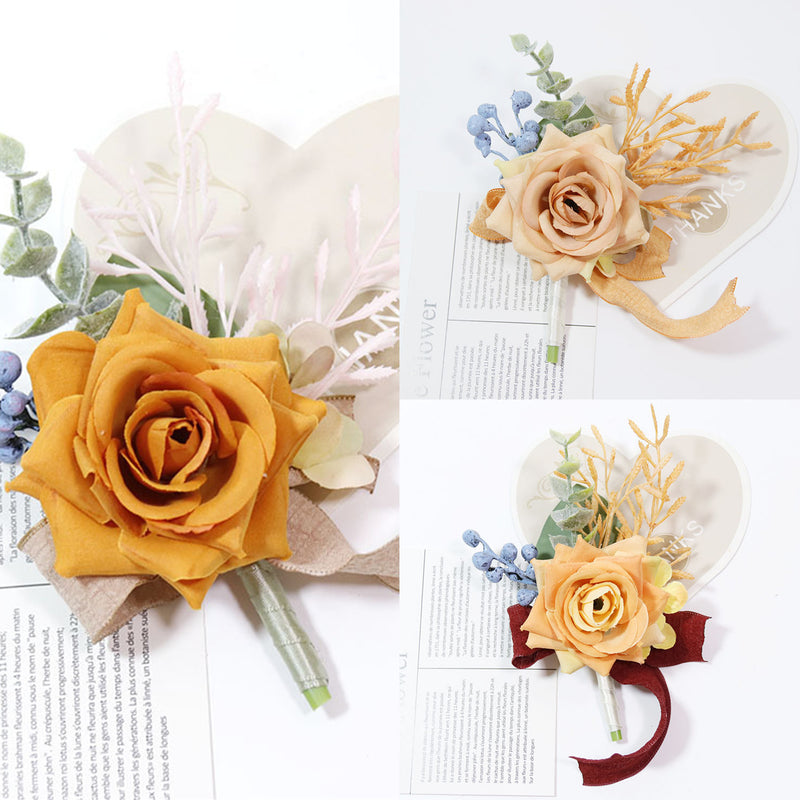 Boutonnière orange en vrac faite à la main en gros