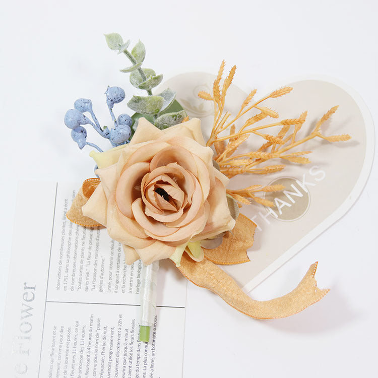 Boutonnière orange en vrac faite à la main en gros