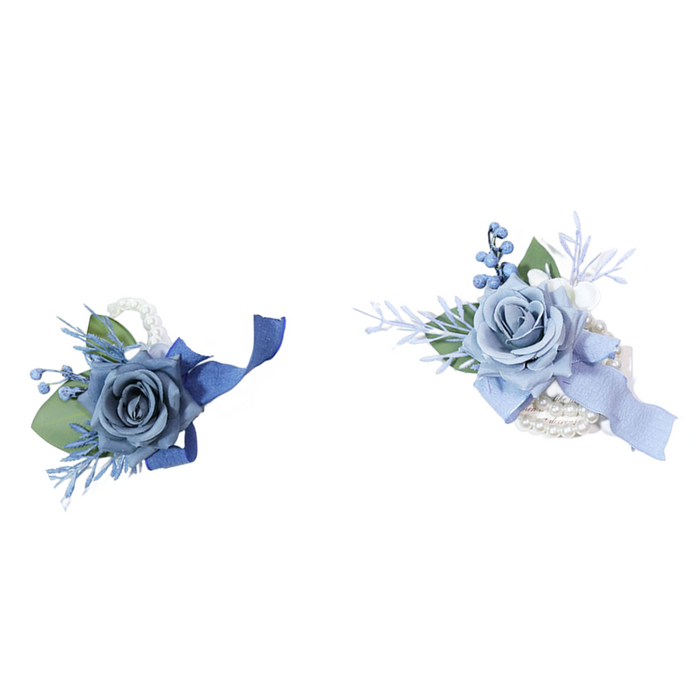 Bulk Rose Flower Blue Wrist Corsage Handmade Wholesale